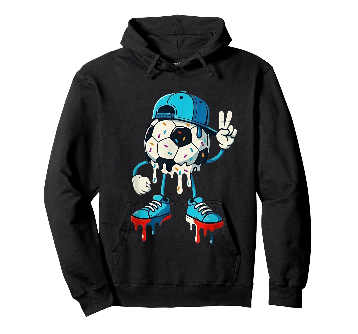 Drippy Soccer Ball Peace Hand Cool Street Art Design T-Shirt