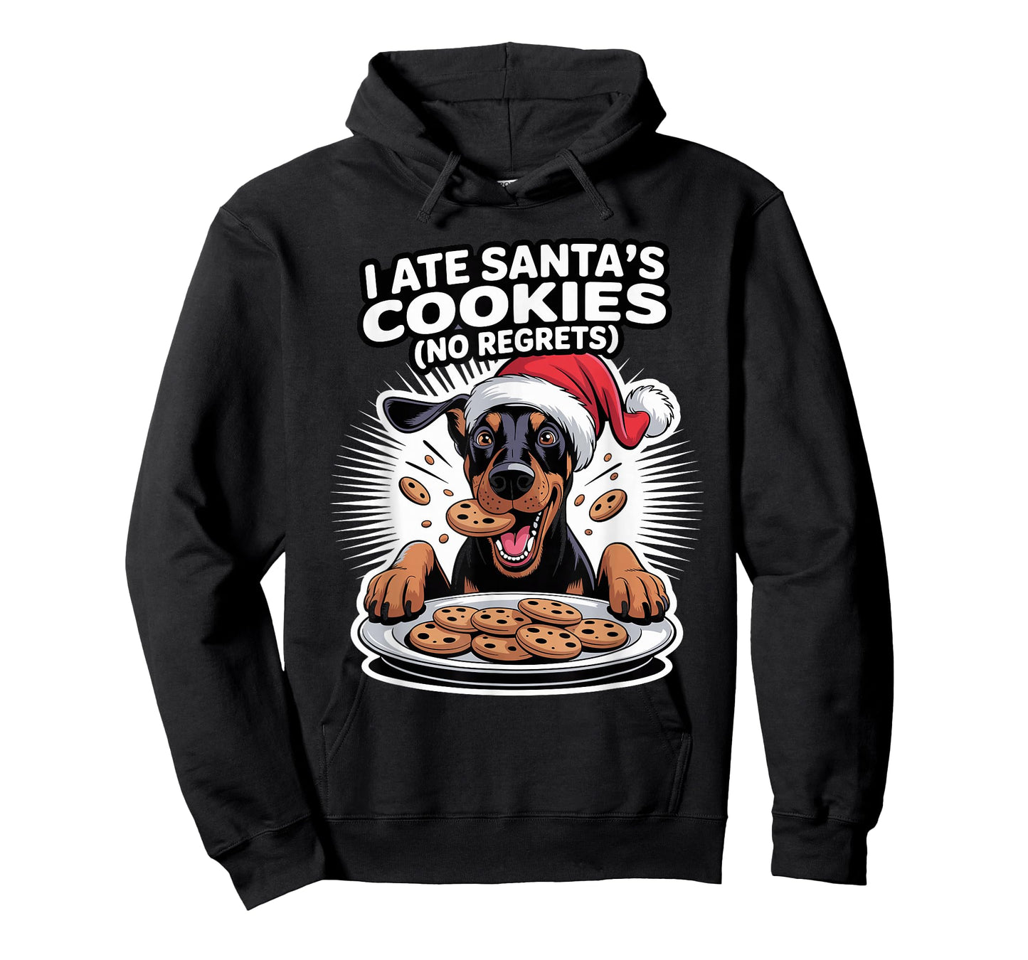 I Ate Santas Cookies Puppy Funny Christmas Doberman Pinscher T-Shirt