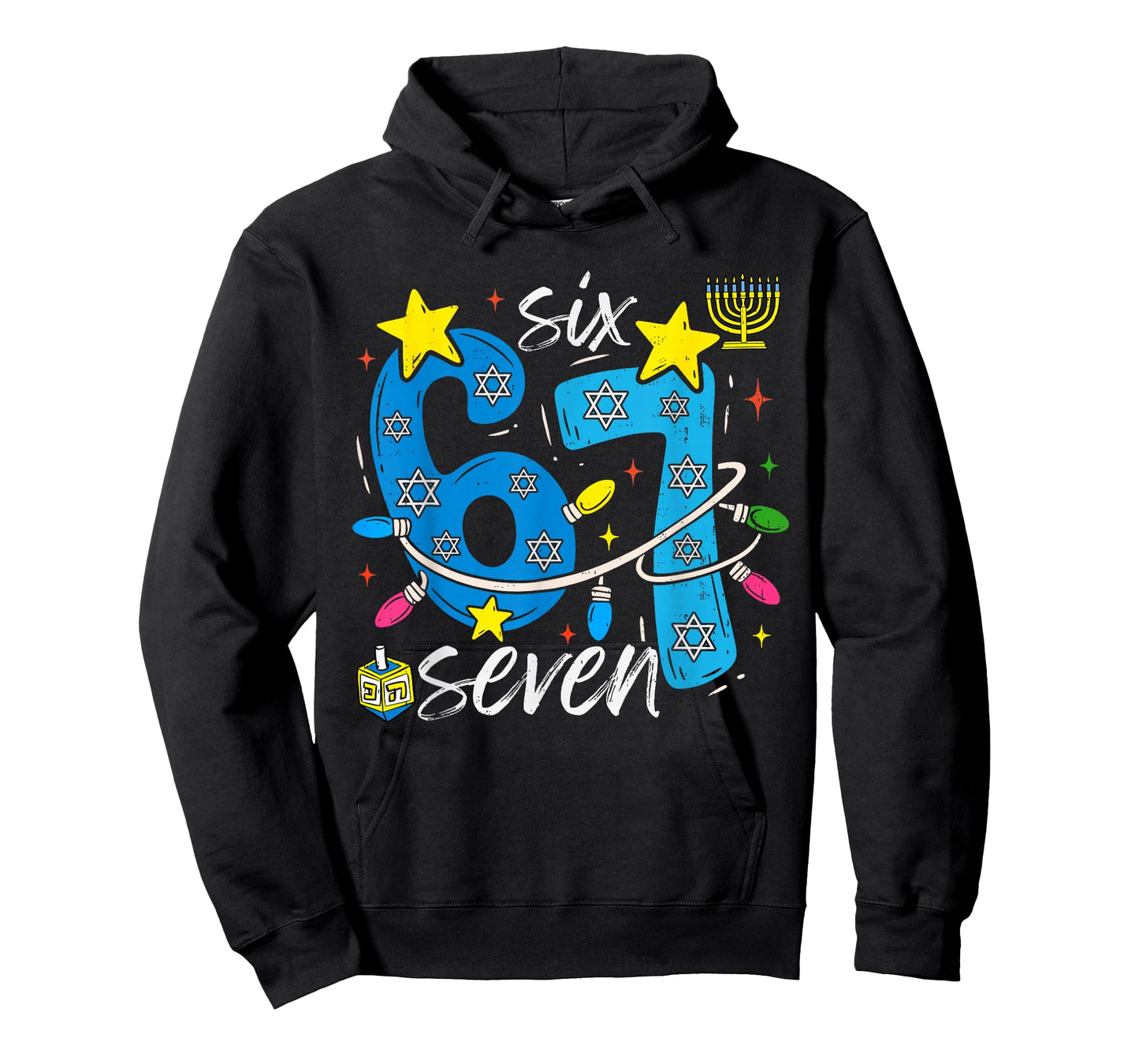 Hanukkah 67 Six Seven Meme Dreidel Jewish Menorah Chanukah T-Shirt