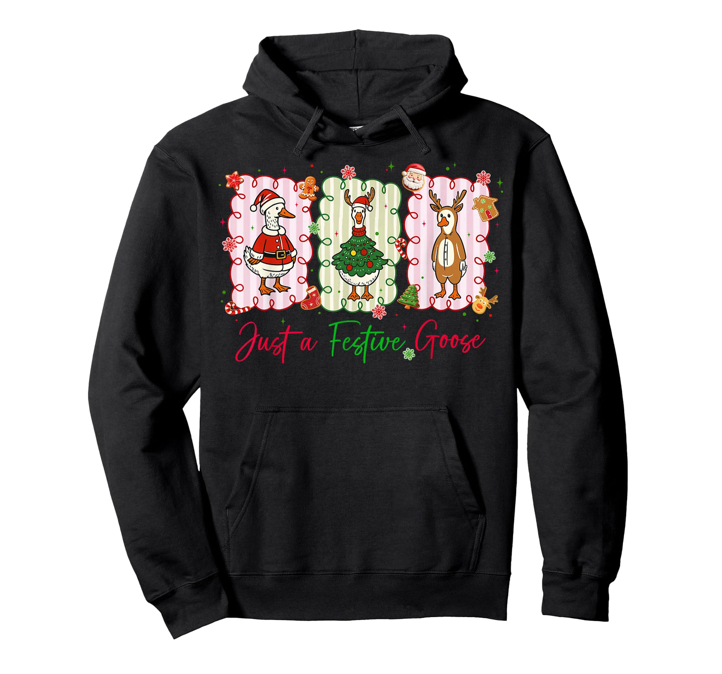 Just A Festive Goose Christmas Holiday Funny Silly Goose T-Shirt