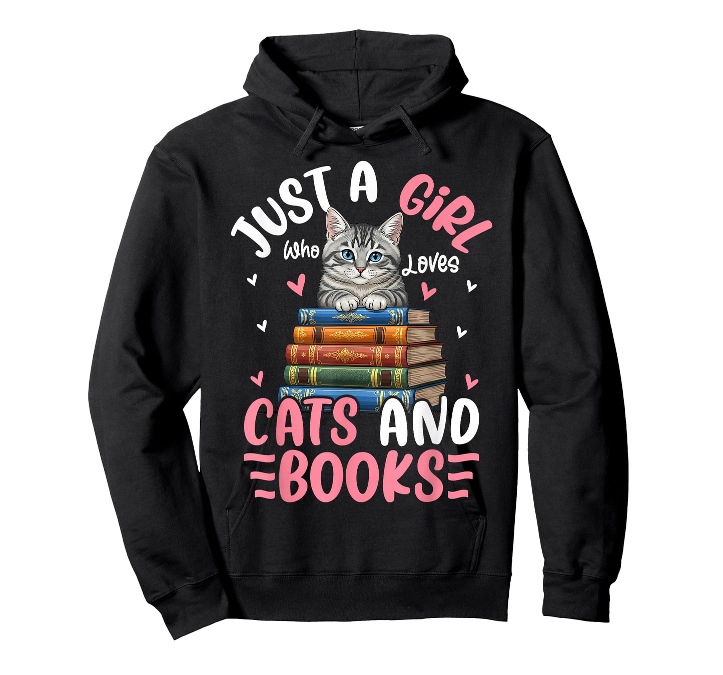 Just A Girl Who Loves Books and Cats Funny Cat Reading Girls T-Shirt