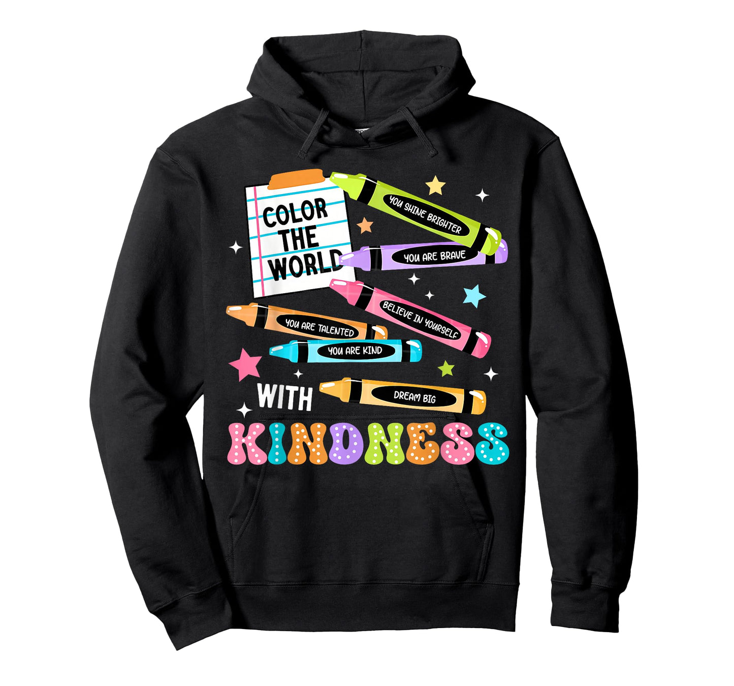 Color The World with Kindness Crayon Positivity Teacher T-Shirt