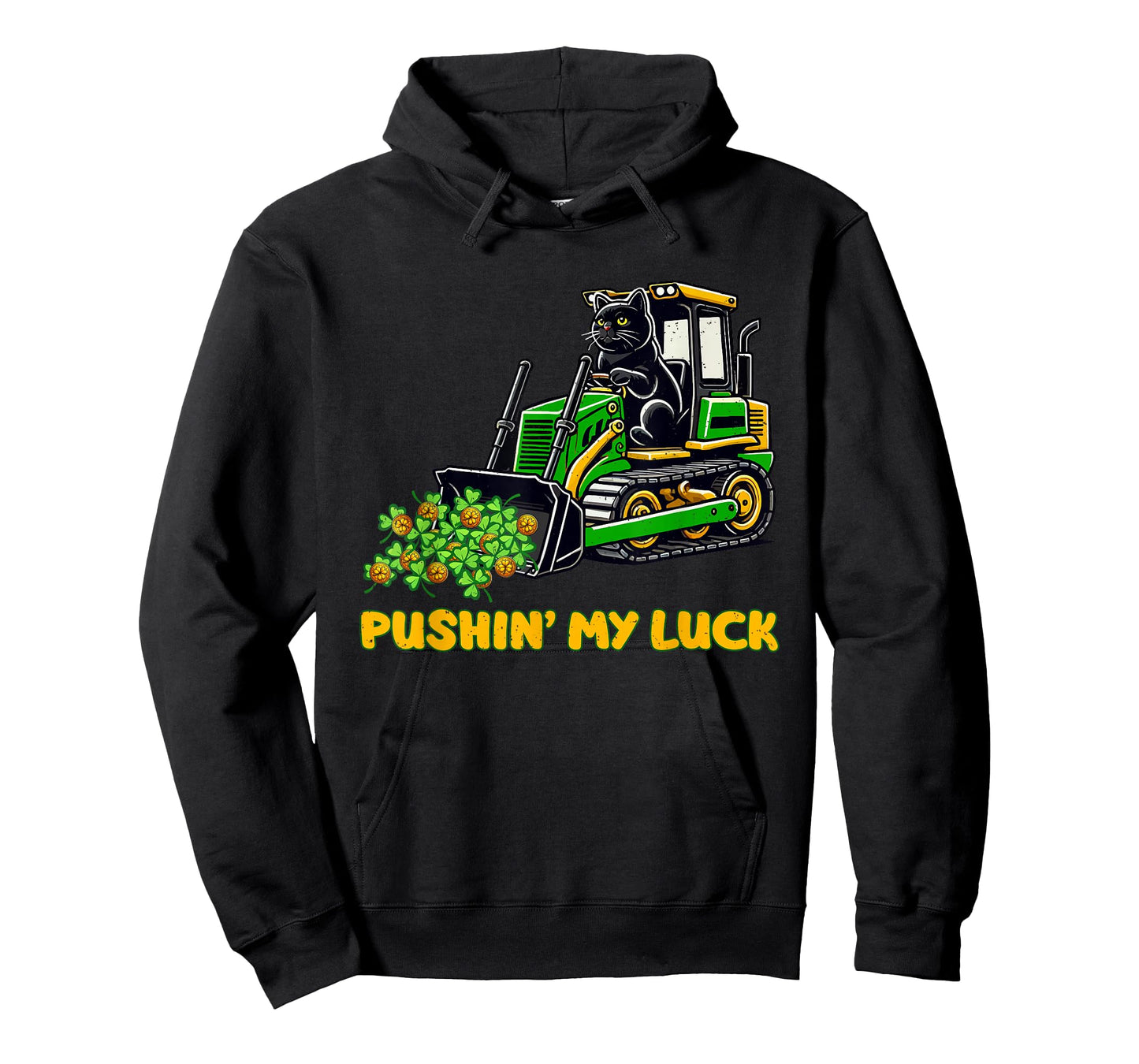 St Patricks Day Funny Pushin My Luck Cat Lover T-Shirt