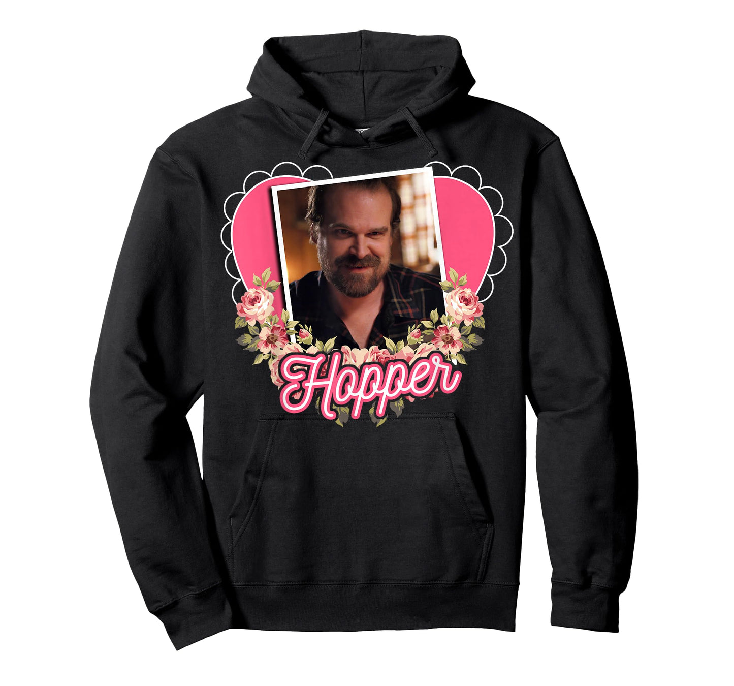Stranger Things Jim Hopper Floral Frame Heart T-Shirt