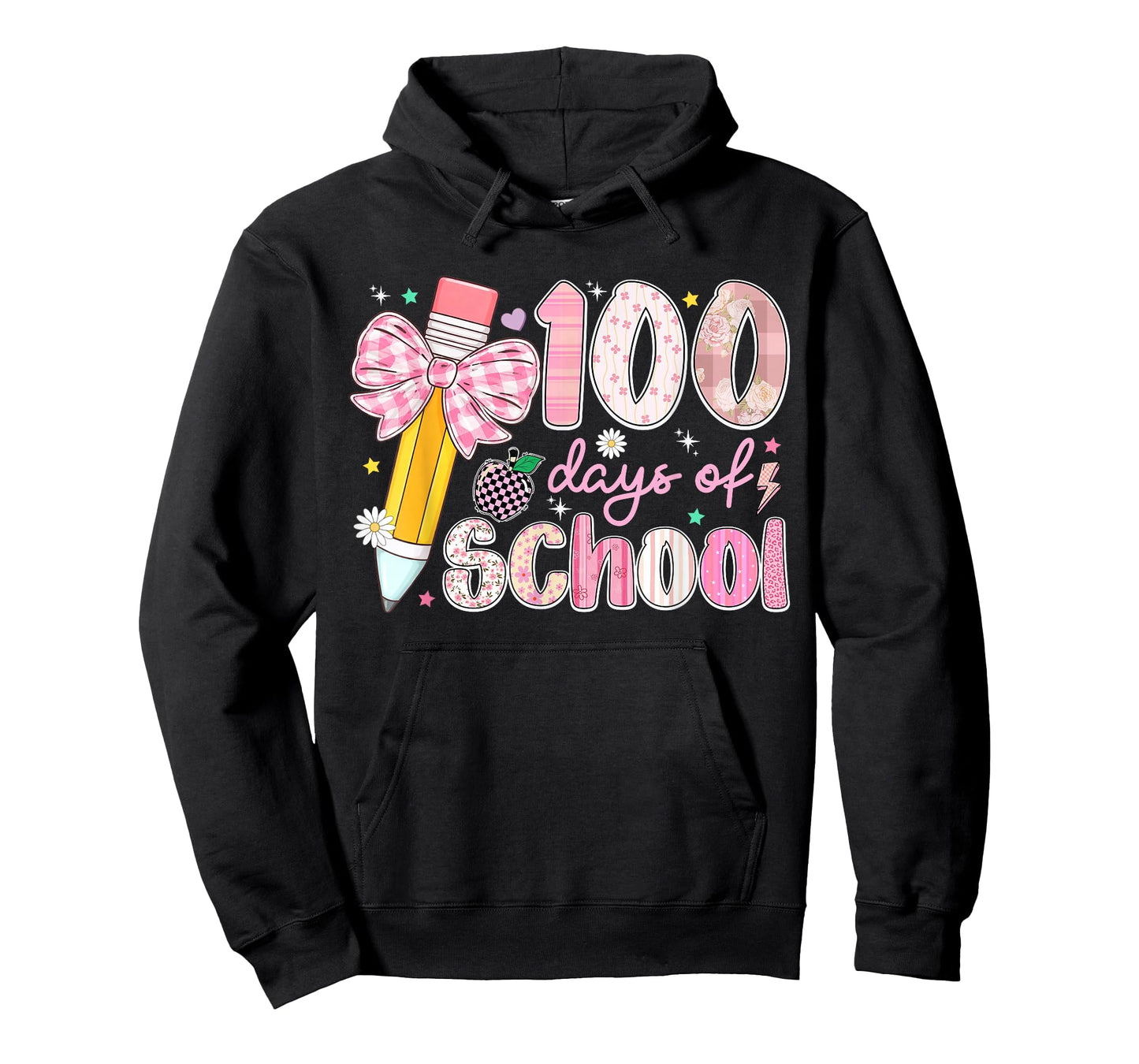 100 Days of School Girls Coquette Bow Pencil 100th Day T-Shirt