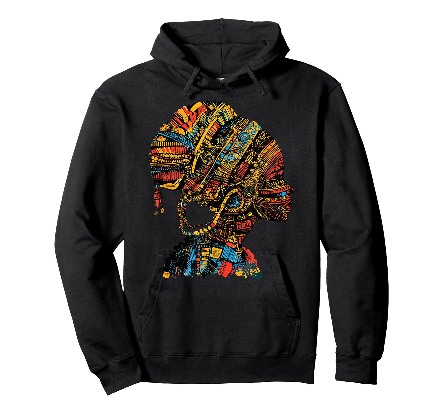Afrocentric Queen Tribal Profile with Ethnic Patterns T-Shirt