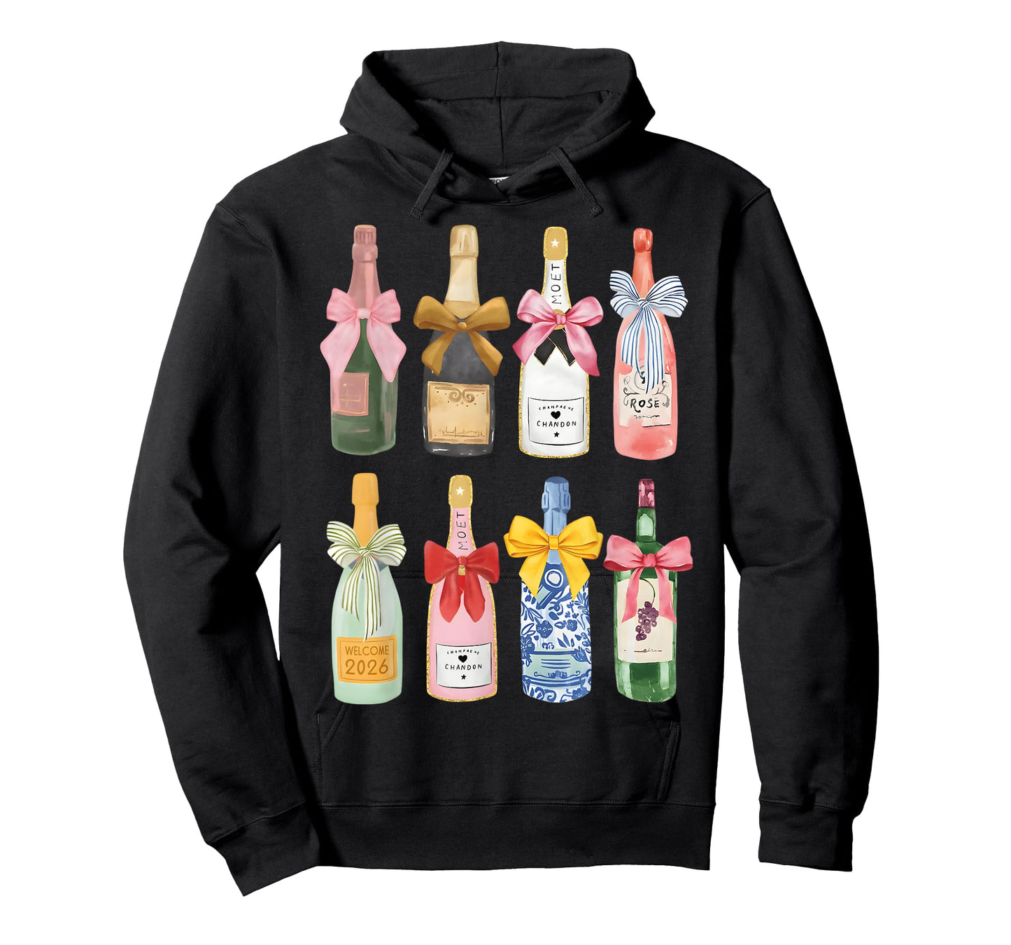 Christmas New Year Champagne T-Shirt Glass Coquette Bottle T-Shirt