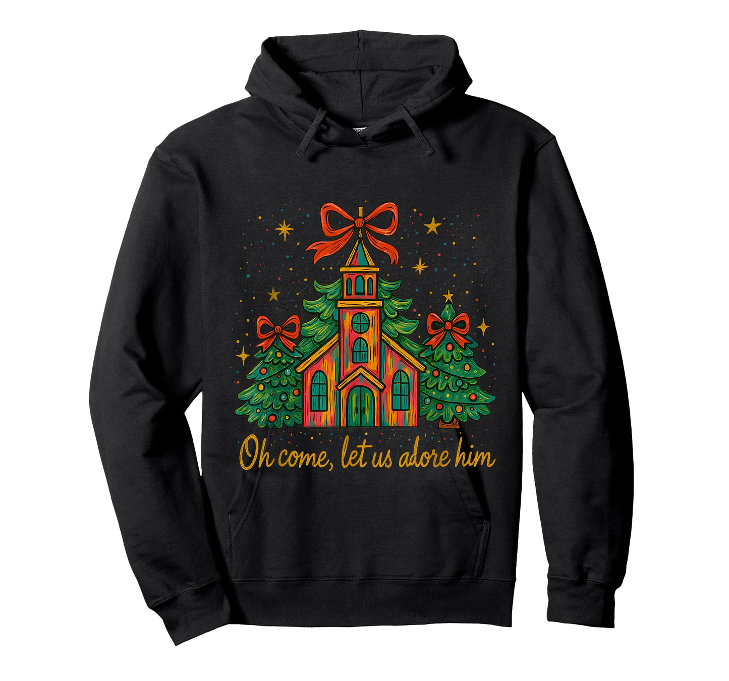 Oh Come Let Us Adore Him – Festive Christmas Church T-Shirt