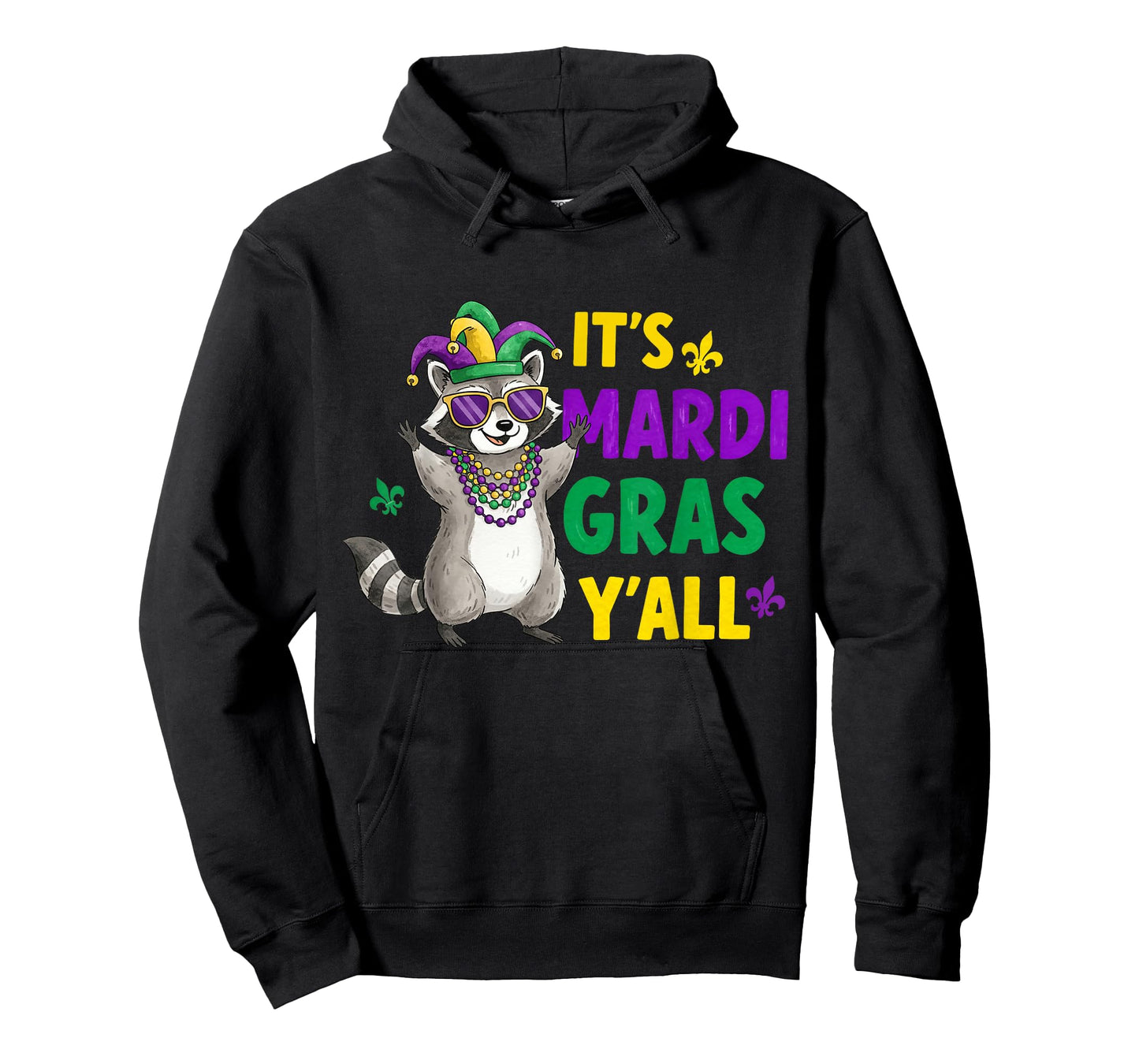 It's Mardi Gras Y'all Raccoon Jester Hat Beads Trash Panda T-Shirt