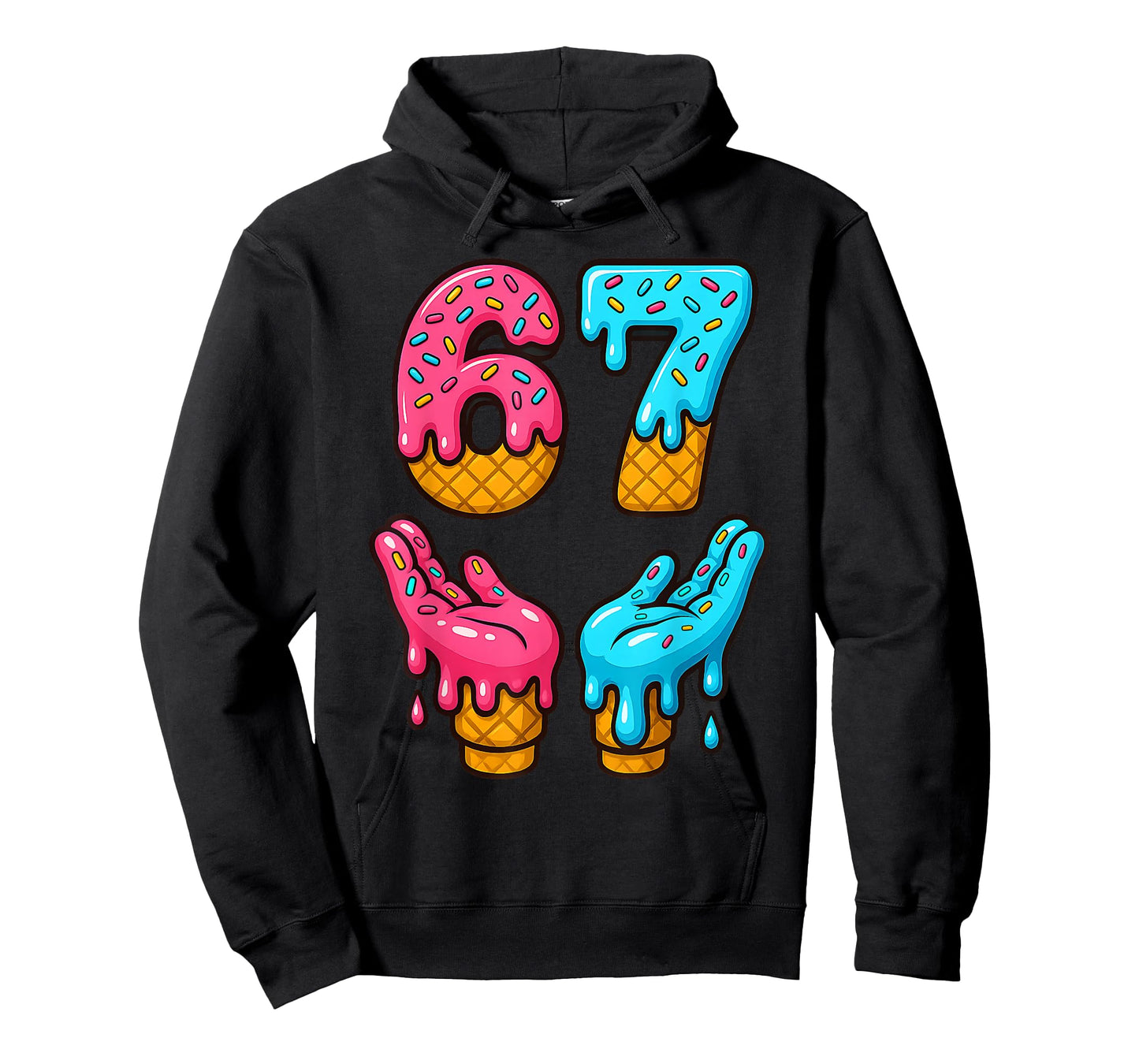 Six Seven Ice Cream Drip Meme 67 Funny Gen Alpha Slang 6 7 T-Shirt