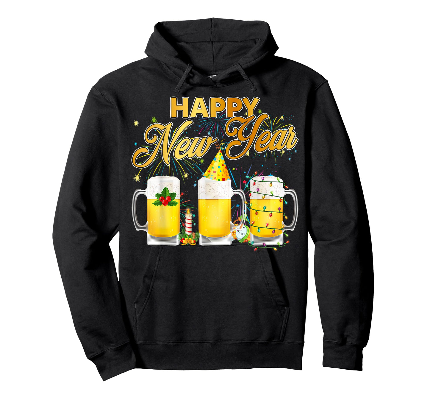 Happy New Year 2026 Glasses of Beer Fireworks New Years Eve T-Shirt