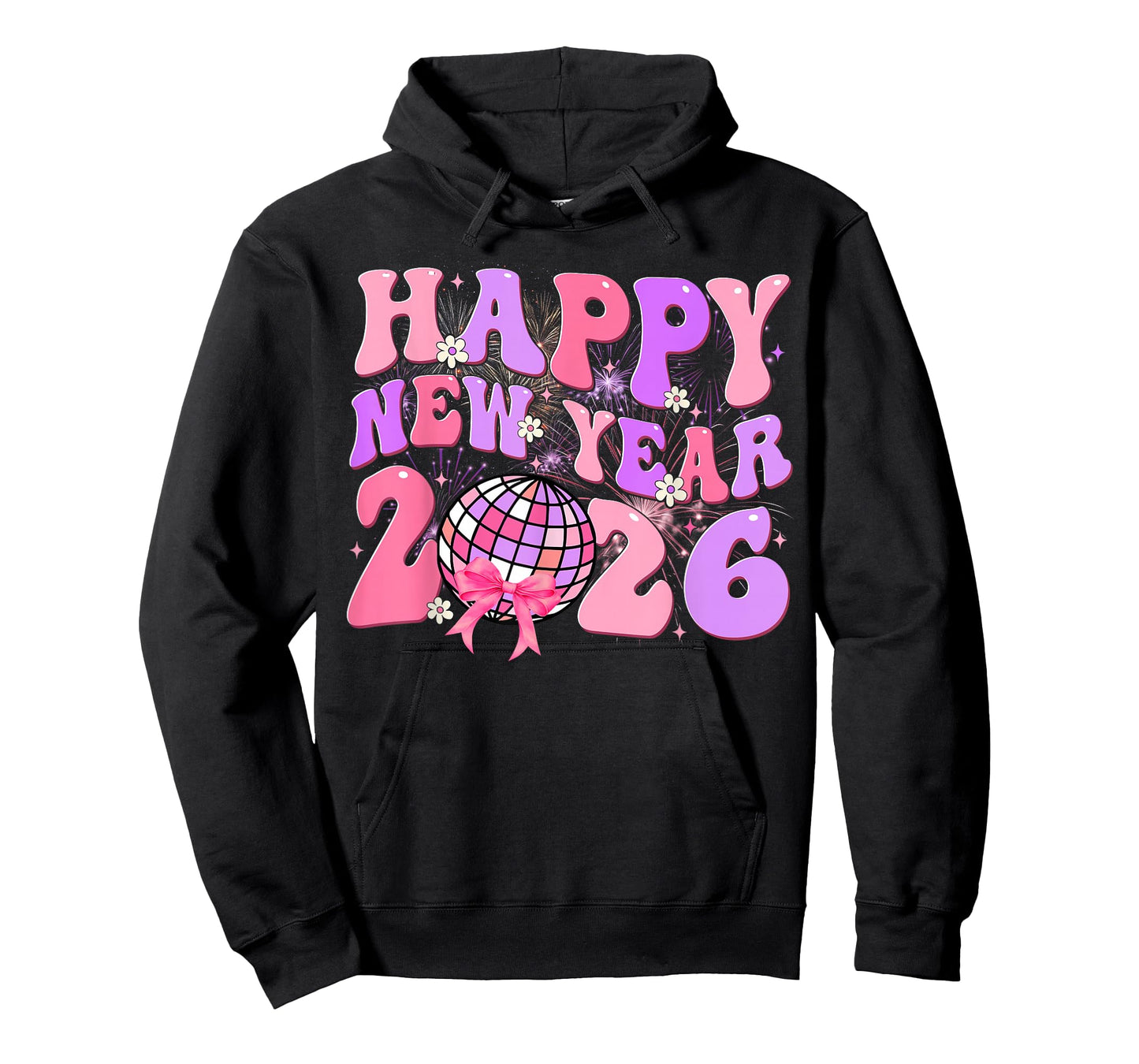 Happy New Year 2026 Groovy Cute Firework Coquette Women Girl T-Shirt