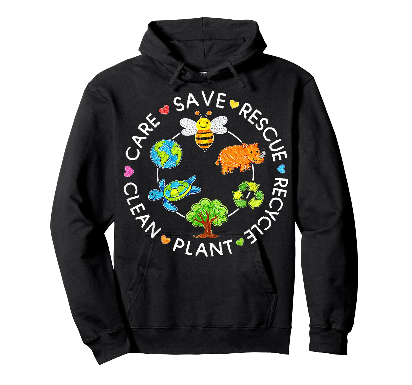 Save Rescue Recycle Clean Crayon Kids Earth Day Boys Girls T-Shirt