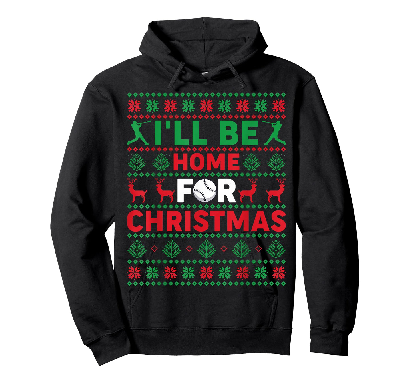 Funny Xmas PJs Women I'll Be Home for Christmas Baseball T-Shirt