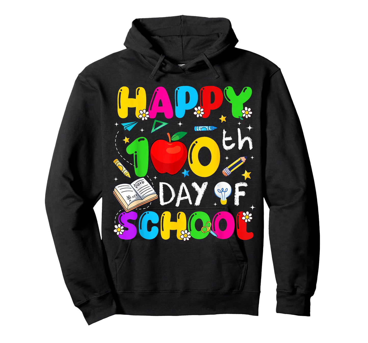 Happy 100 Days of School Apple Crayon Teacher Boy Girl Kids T-Shirt