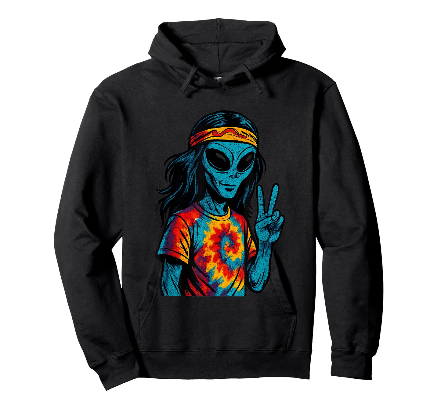 Hippie Alien Tie-Dye Design T-Shirt