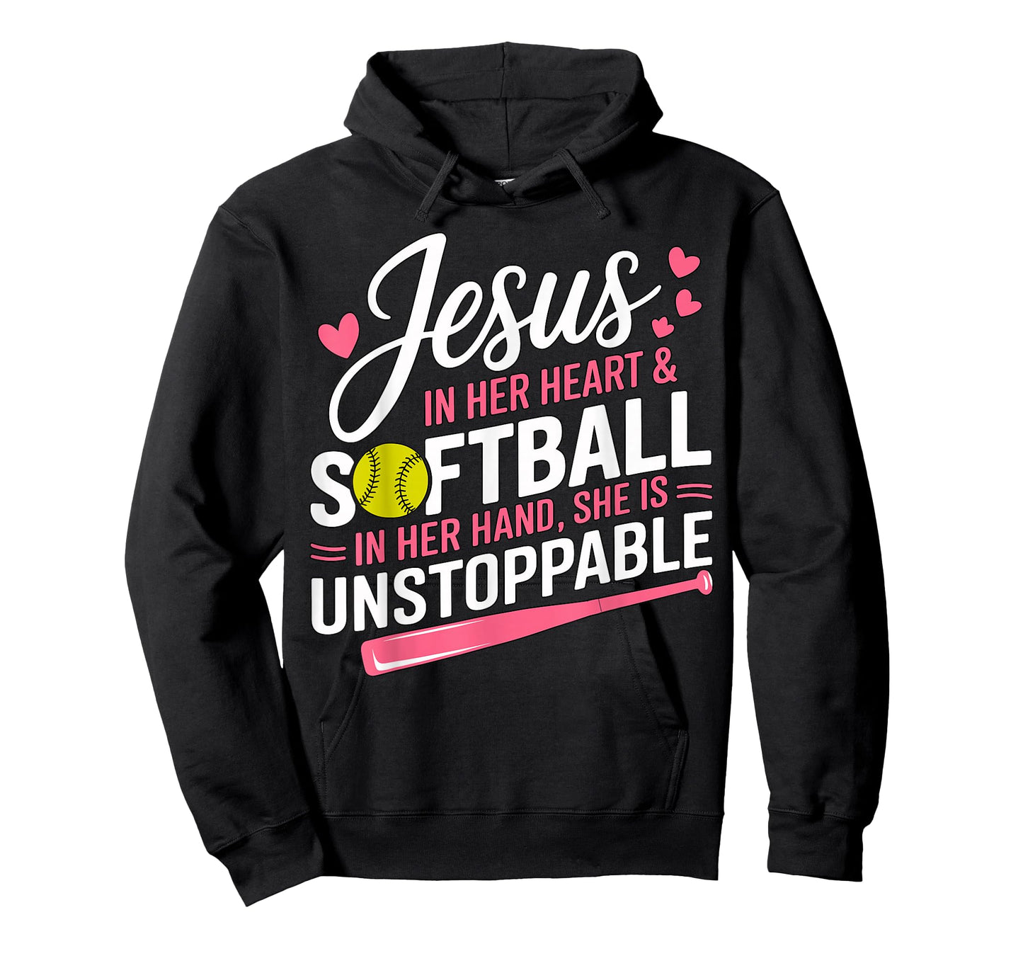 Jesus in her Heart and Softball in her Hand Softball Girl T-Shirt
