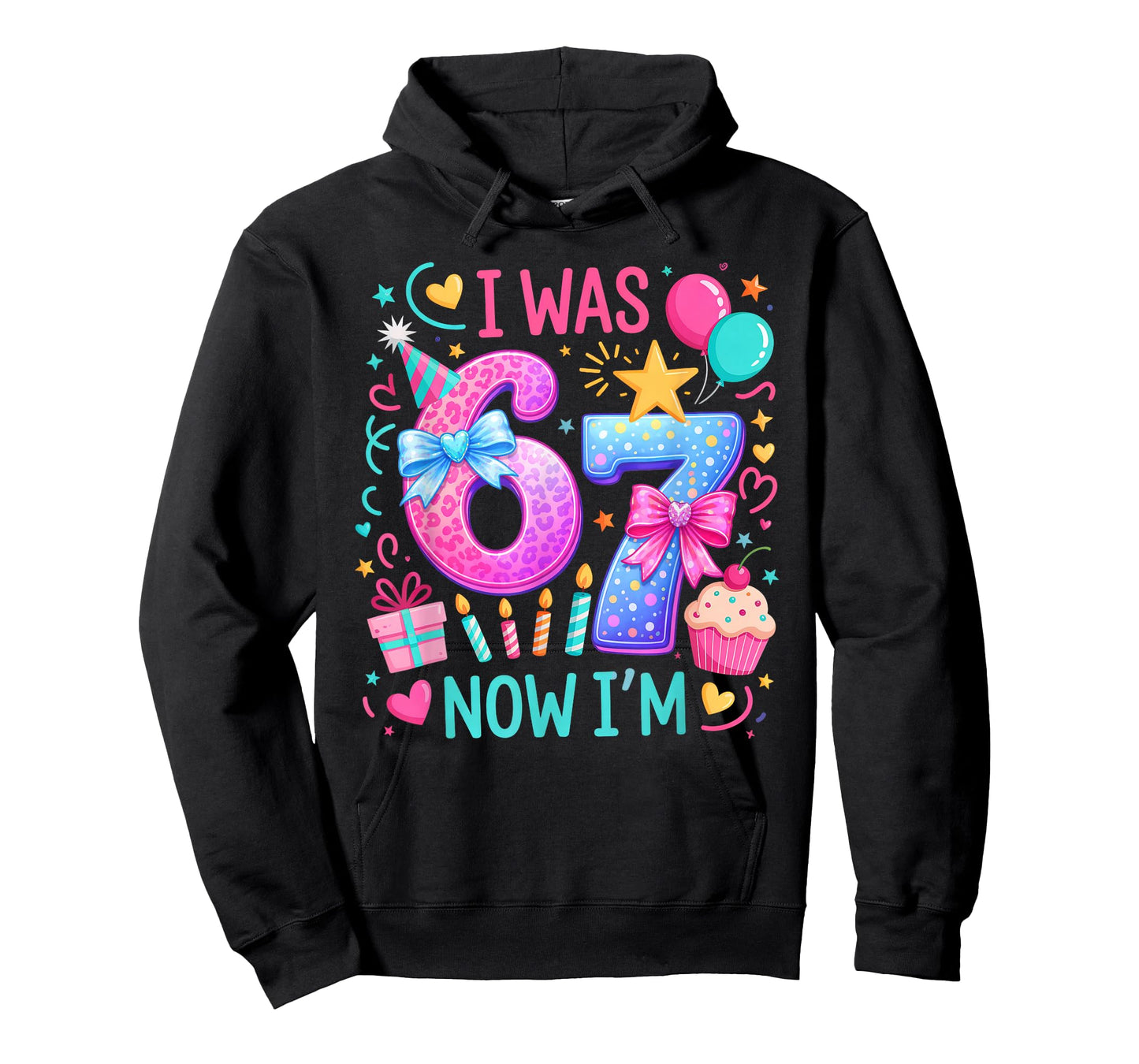 7th Birthday Girl I was 6 Now I'm 7 Year Old Kids Birthday T-Shirt