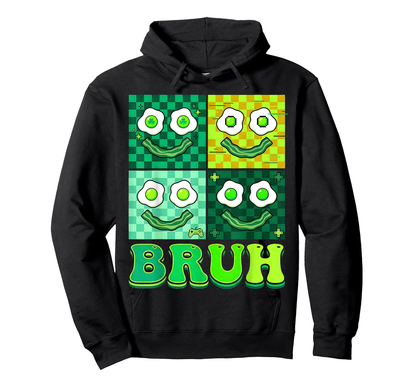 Green Face Eggs and Bacon Breakfast St Patricks Groovy T-Shirt