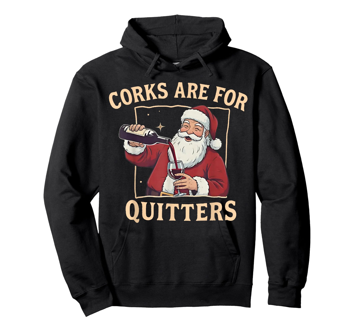 Corks are for Quitters Retro Santa Claus Drinking Christmas T-Shirt