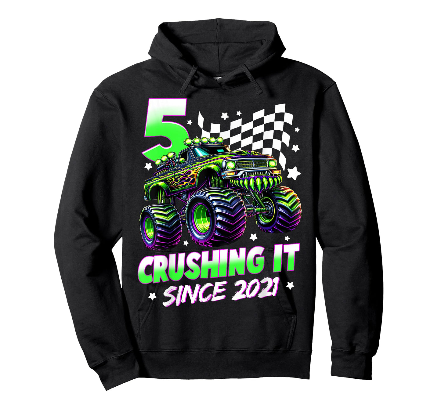 Monster Truck 5 Year Old Boys 5th Birthday Party Born 2021 T-Shirt
