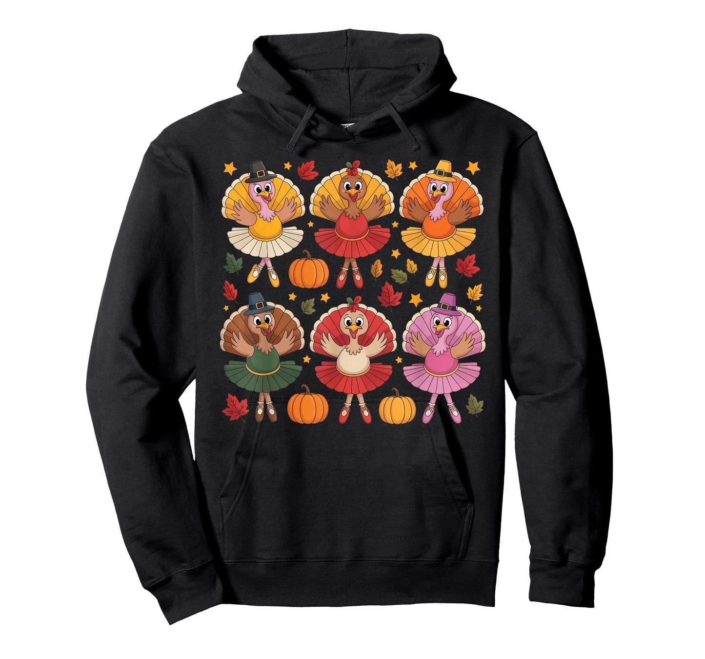 Autumn Ballerinas Dancing Cute Turkey Thanksgiving Girls T-Shirt