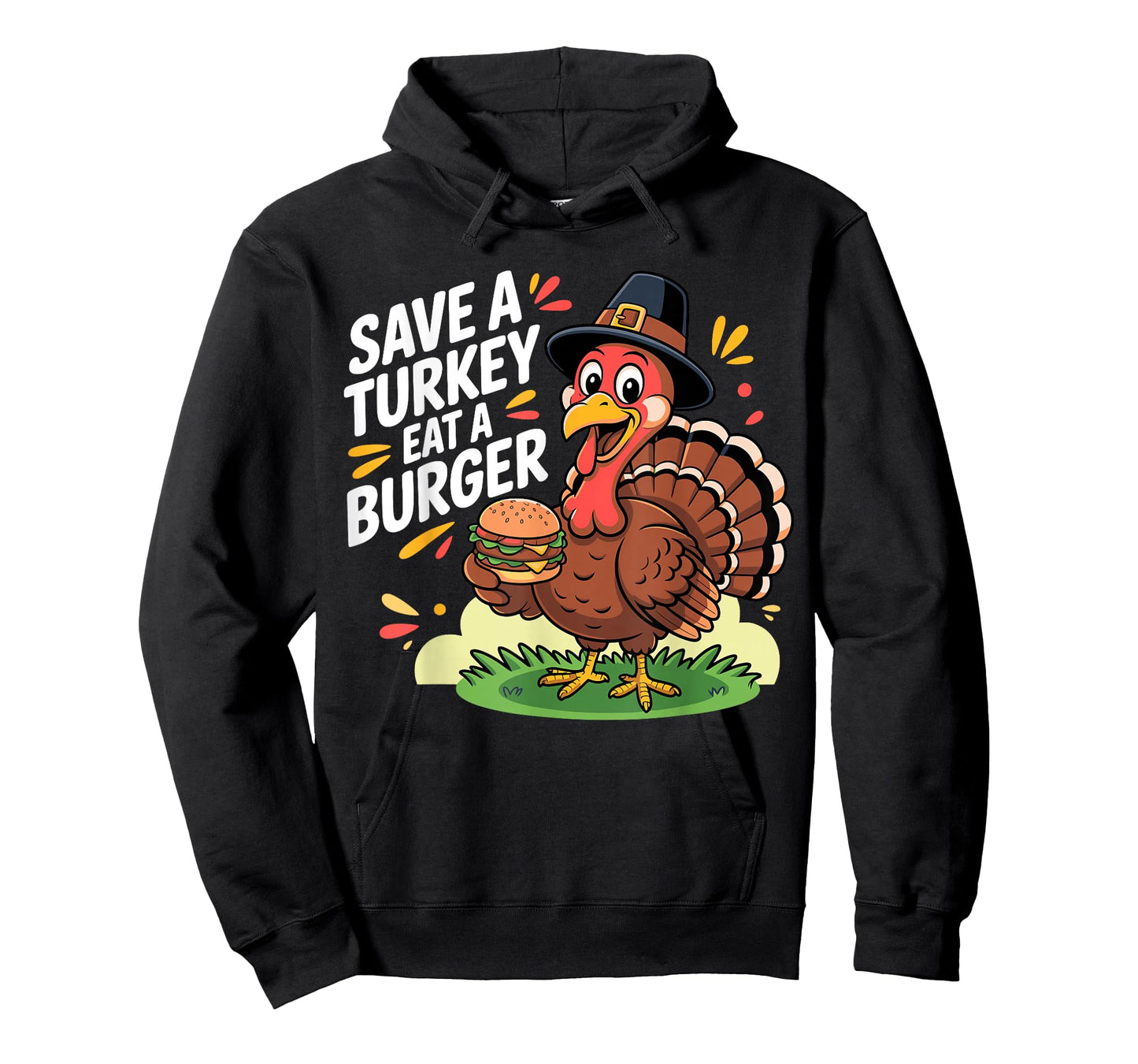 Save A Turkey Eat A Burger Autumn Funny Thanksgiving T-Shirt