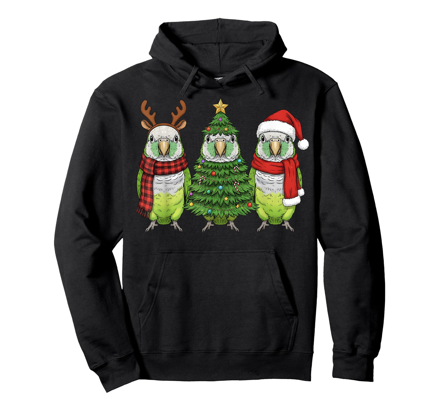 Retro Christmas Quaker Parrot Bird Santa Reindeer T-Shirt