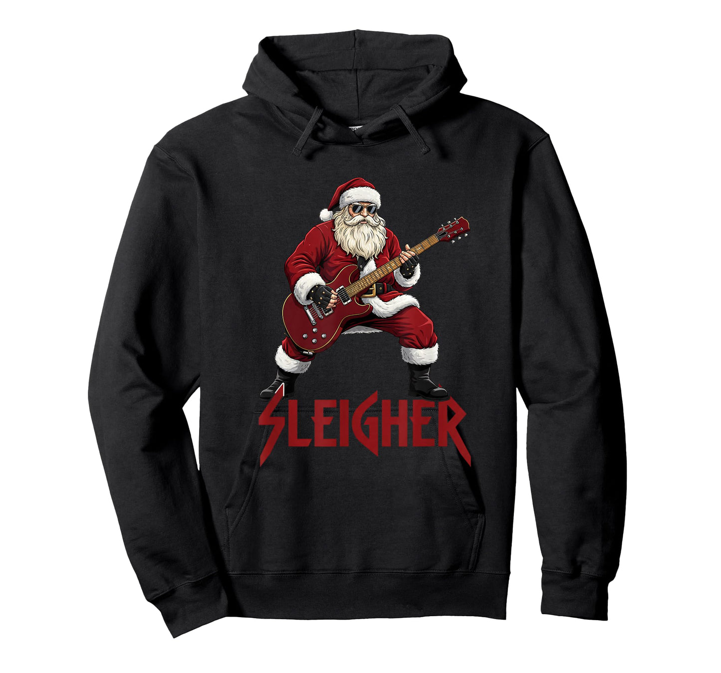 Christmas Sleigher Heavy Metal Santa Rock On Xmas T-Shirt