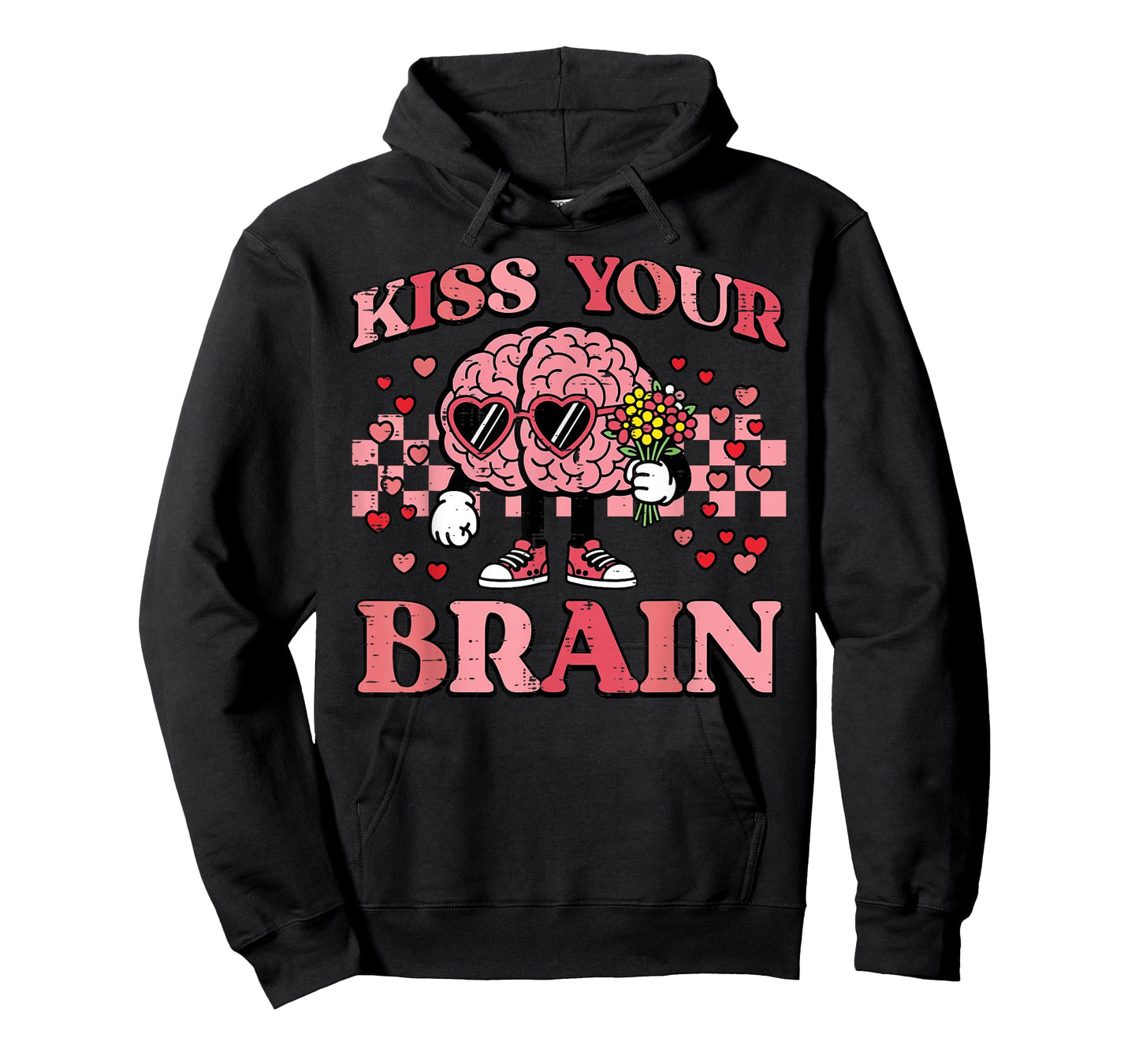 Valentines Day Teacher Kiss Your Brain Retro Men Women Kids T-Shirt