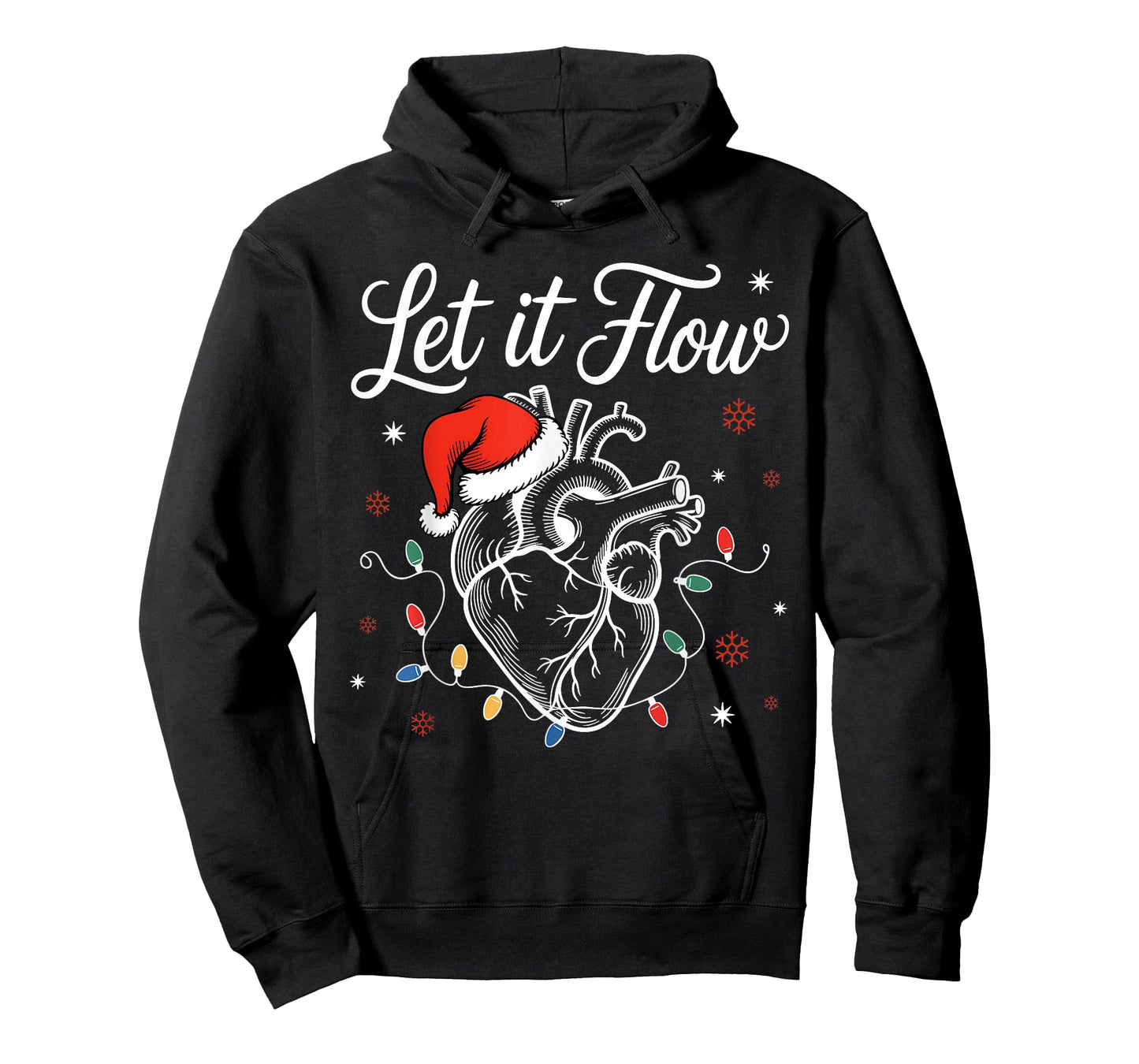 Funny Santa Hat Let It Flow Anatomy Heart Cardiac Nurse Xmas T-Shirt