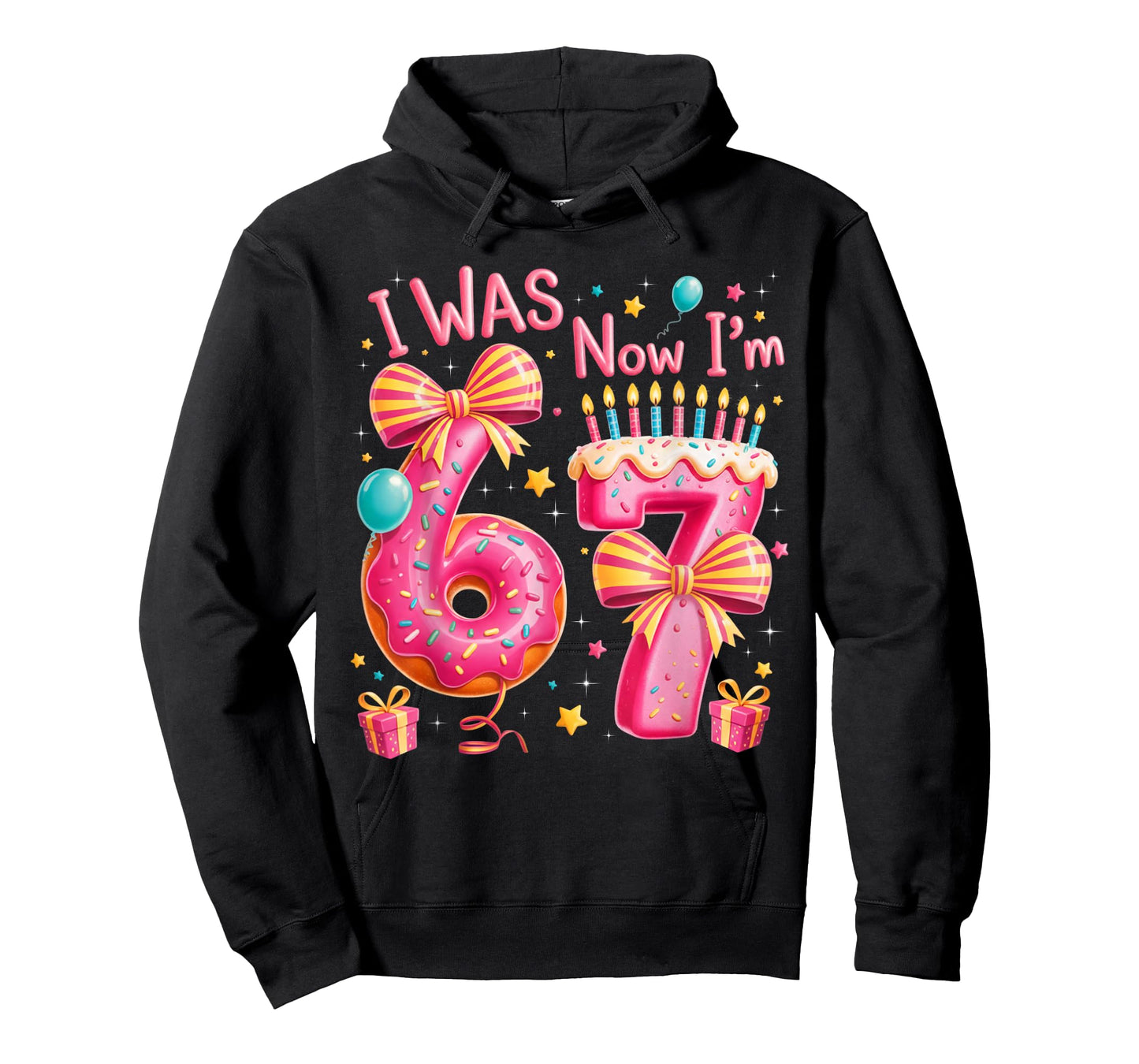 7th Birthday Girl I was 6 Now I'm 7 Year Old Girl Birthday T-Shirt