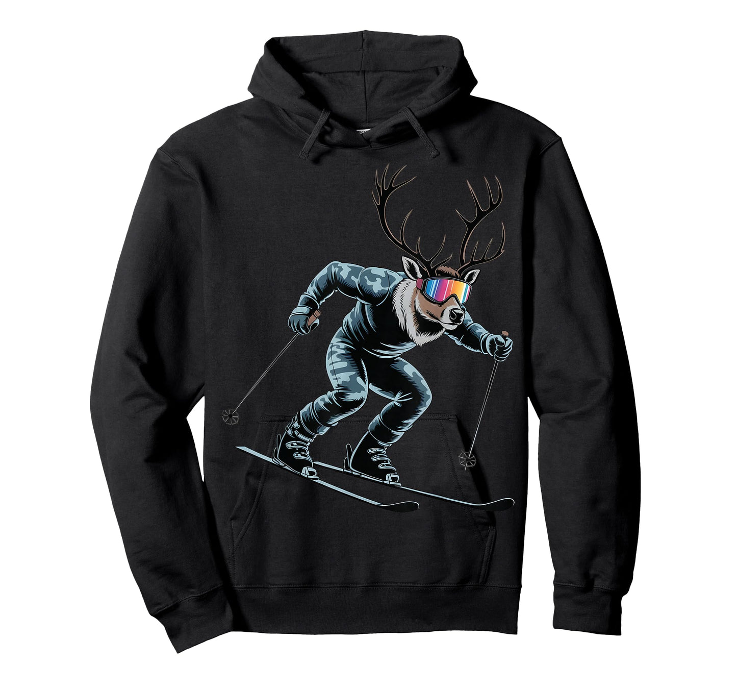 Funny Skiing Reindeer Ski Winter Sport Snowboarder Skier T-Shirt