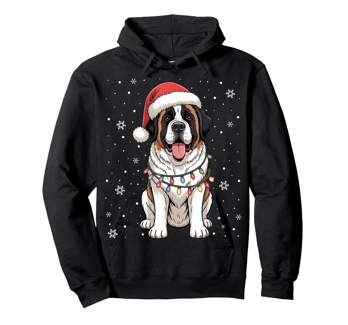 Santa Xmas Lights Dog Lover Owner Saint Bernard Christmas T-Shirt