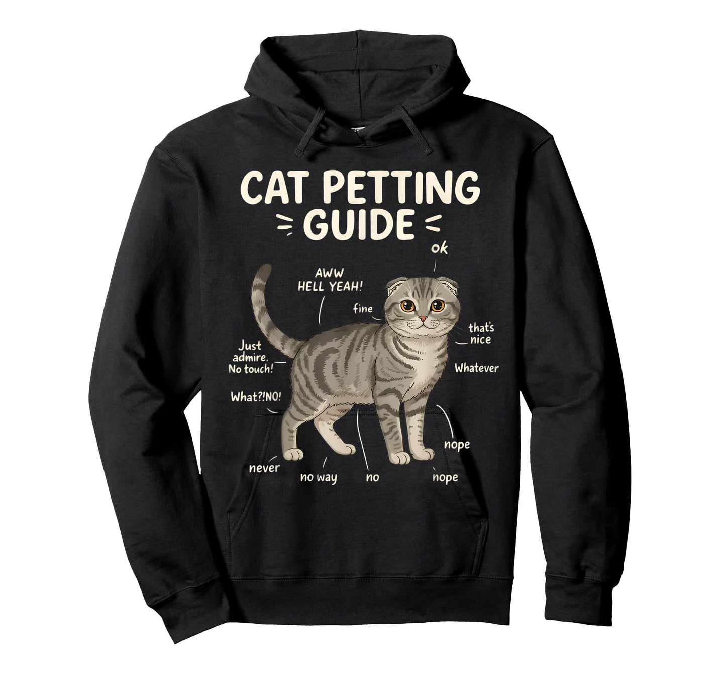 Scottish Fold Cat Petting Guide Funny Cat Lover T-Shirt