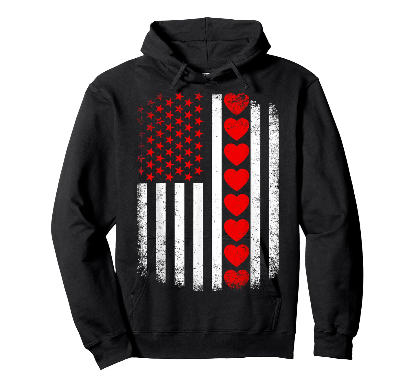 Vintage Valentines Day American Flag Hearts Mens Boys Kids T-Shirt