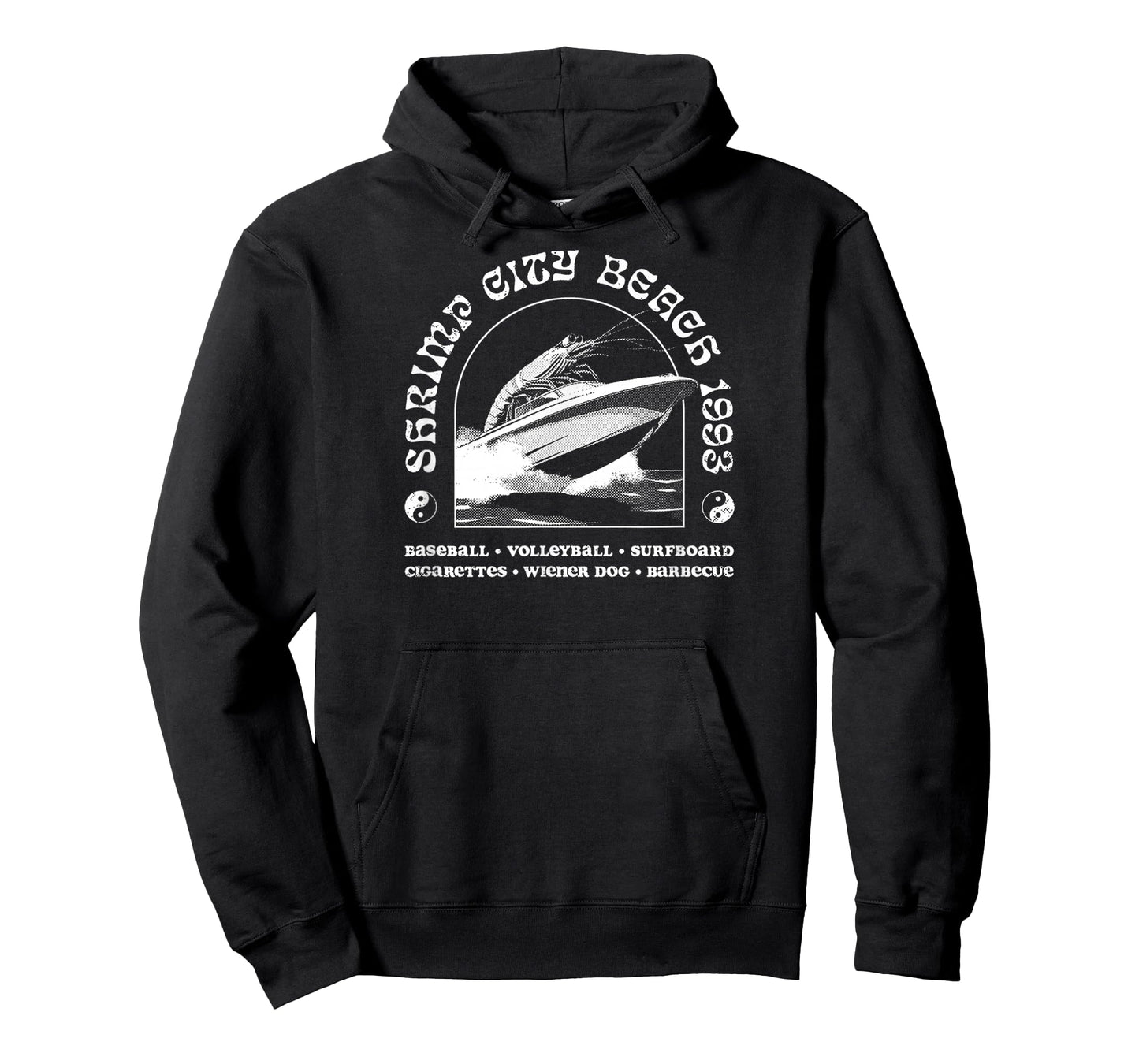 Vintage Shrimp City Beach 1993 Music Rock Shrimp Surfing T-Shirt
