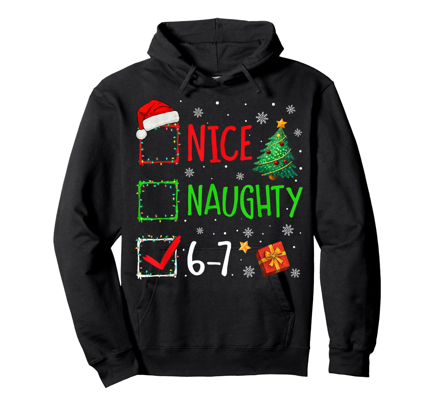 Christmas Nice Naughty 67 Brainrot Funny 6-7 Meme Slang T-Shirt