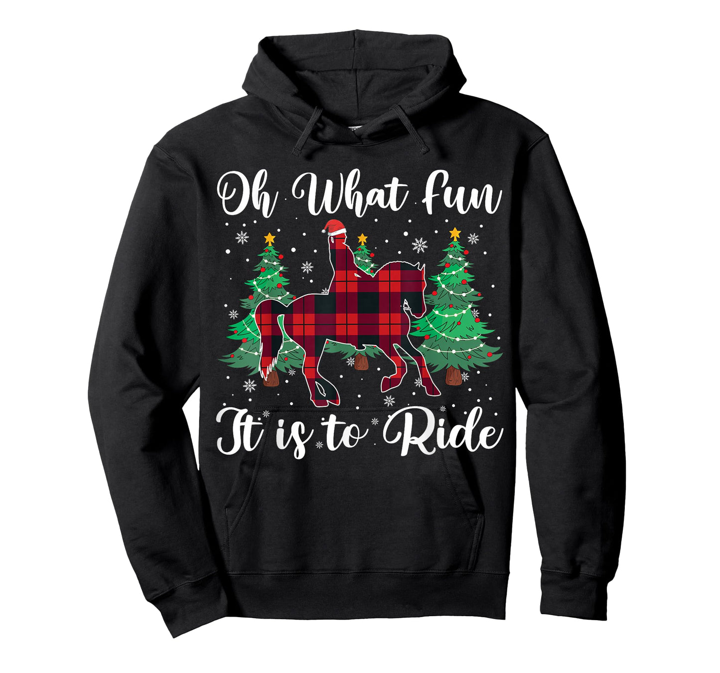 Red Buffalo Plaid Horse Oh What Fun It is to Ride Christmas T-Shirt