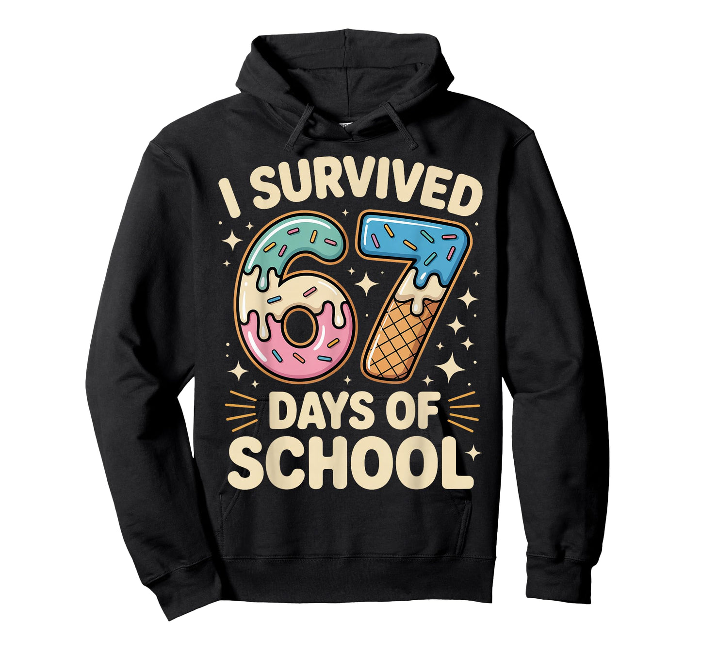 I Survived 67 Days of School with a Funny Ice Cream Design T-Shirt