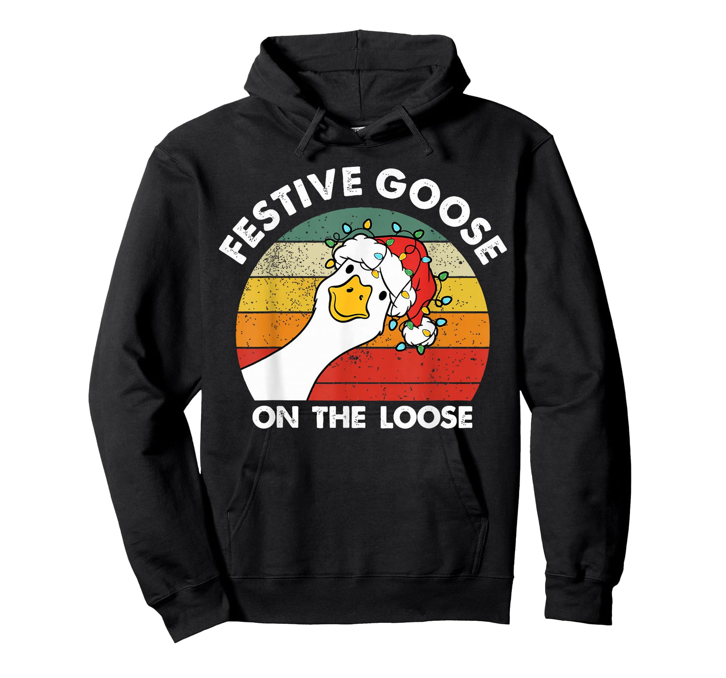 Festive Goose On The Loose Funny Santa Goose Christmas Light T-Shirt