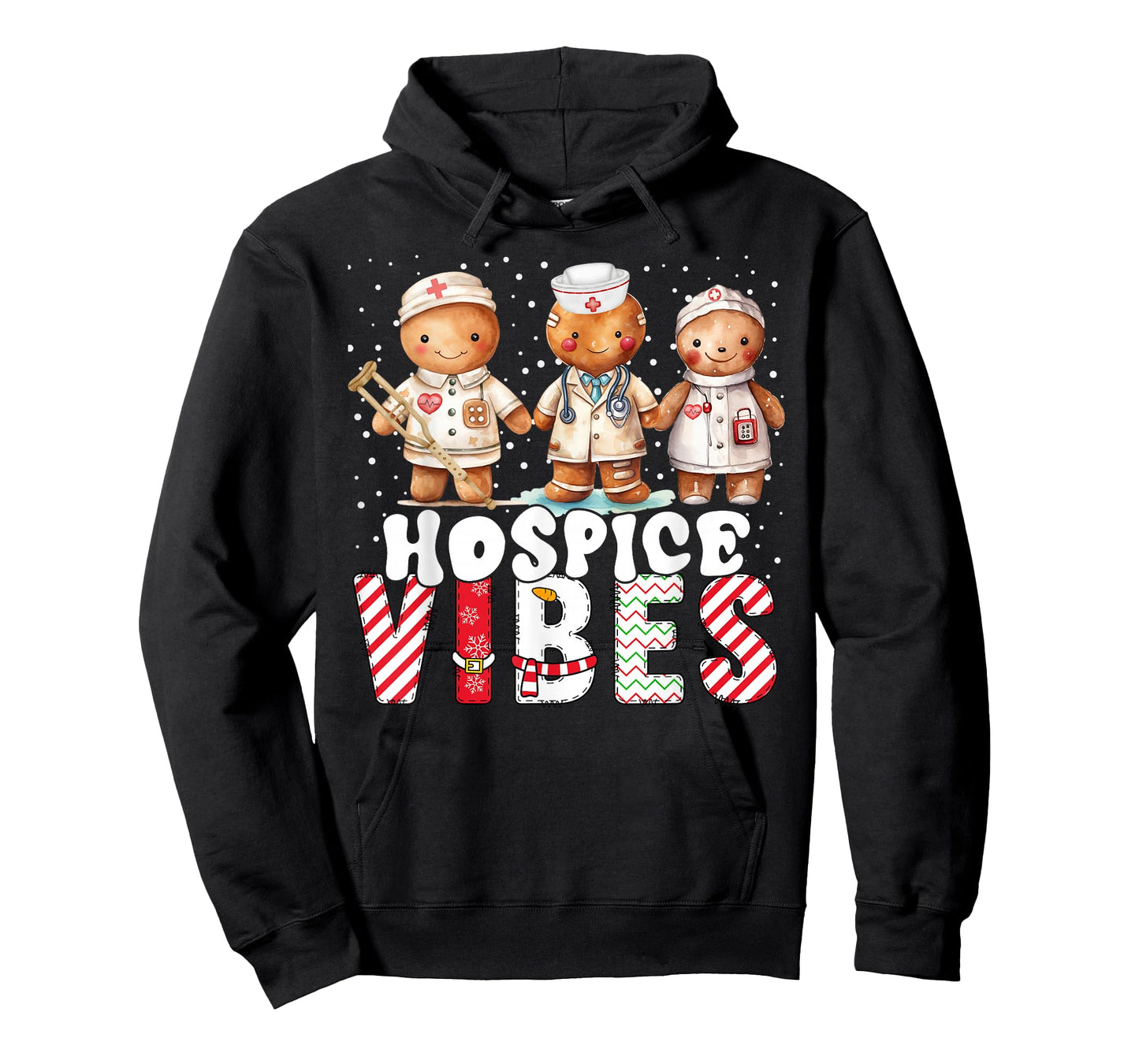 Hospice Vibes Nurse Gingerbread Xmas Stethoscope Christmas T-Shirt