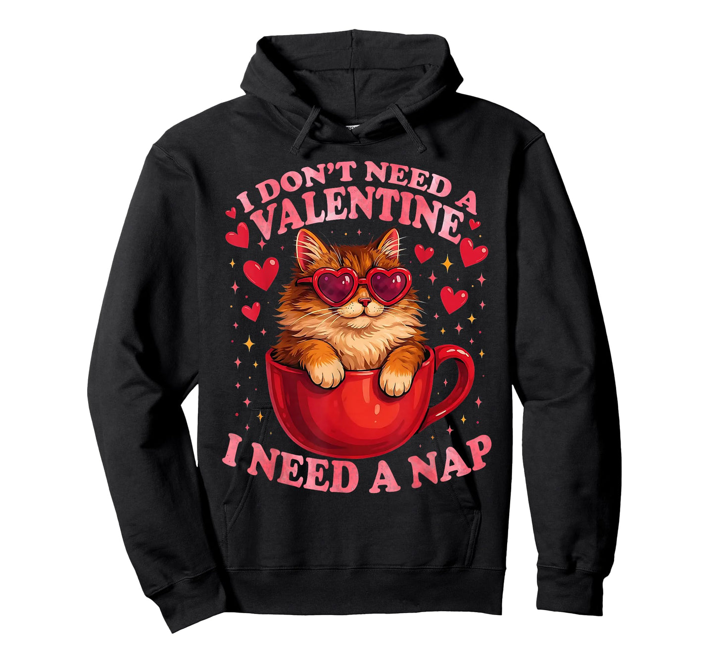 Valentine Cat Nap Funny Cozy Sleep Design T-Shirt