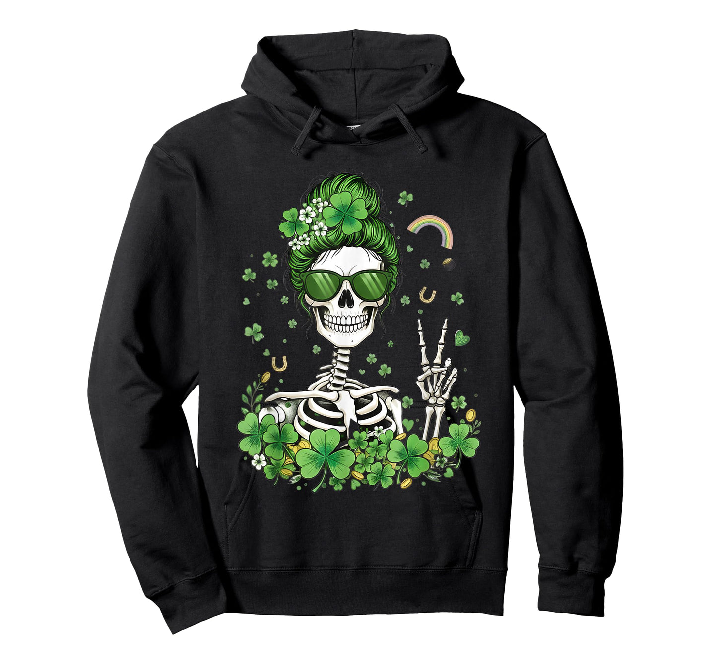 Sugar Skull St Patricks Day Skeleton Shamrock Irish Women T-Shirt