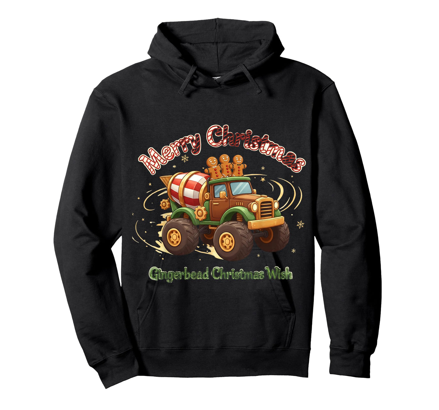 Merry Christmas Kids Gingerbread Monster Truck Holiday T-Shirt