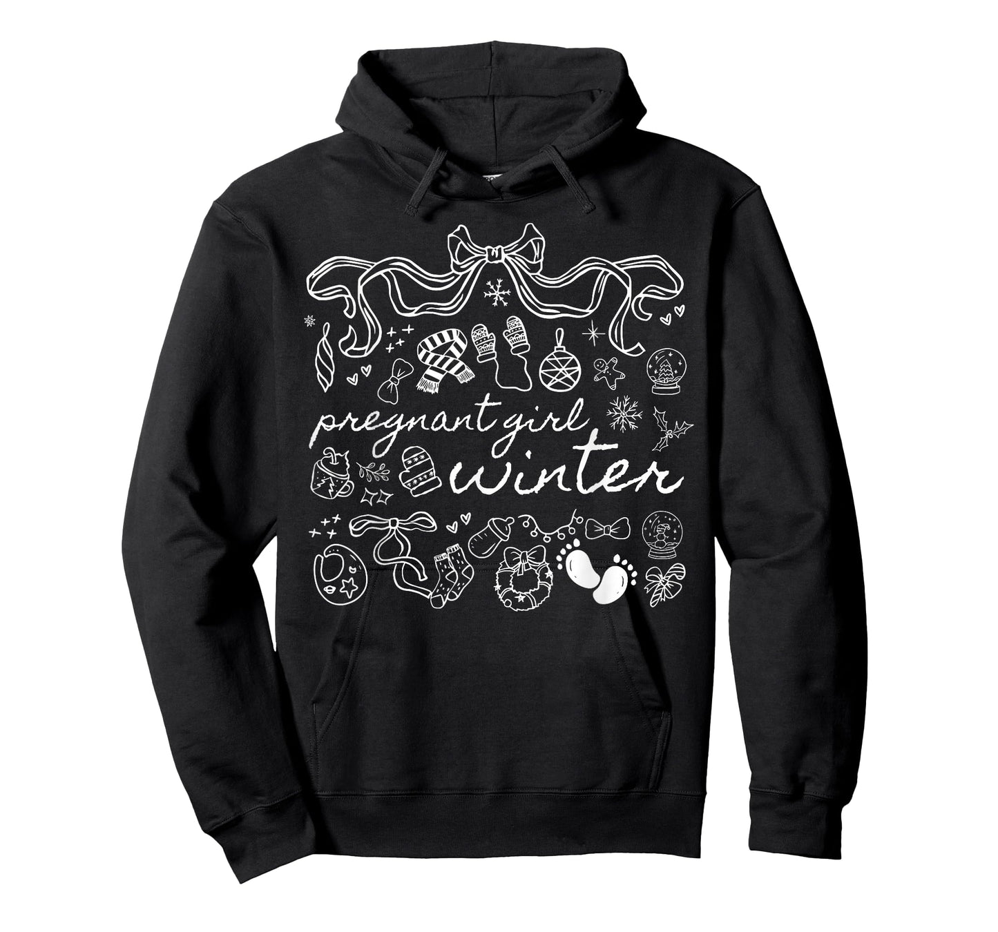 Coquette Pregnant Girl Winter Pregnancy Announcement Xmas T-Shirt
