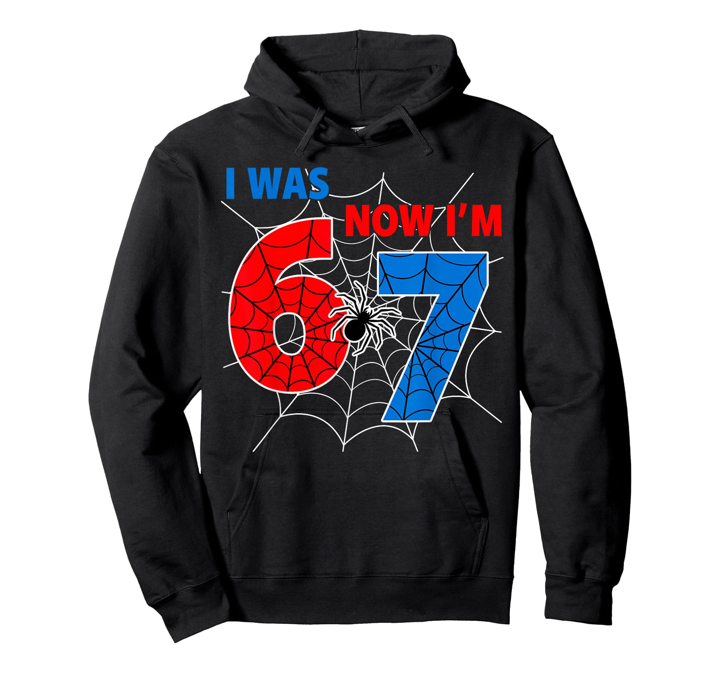 7 Year Old Birthday i was 6 Now I'm 7 Spider Web Theme Party T-Shirt
