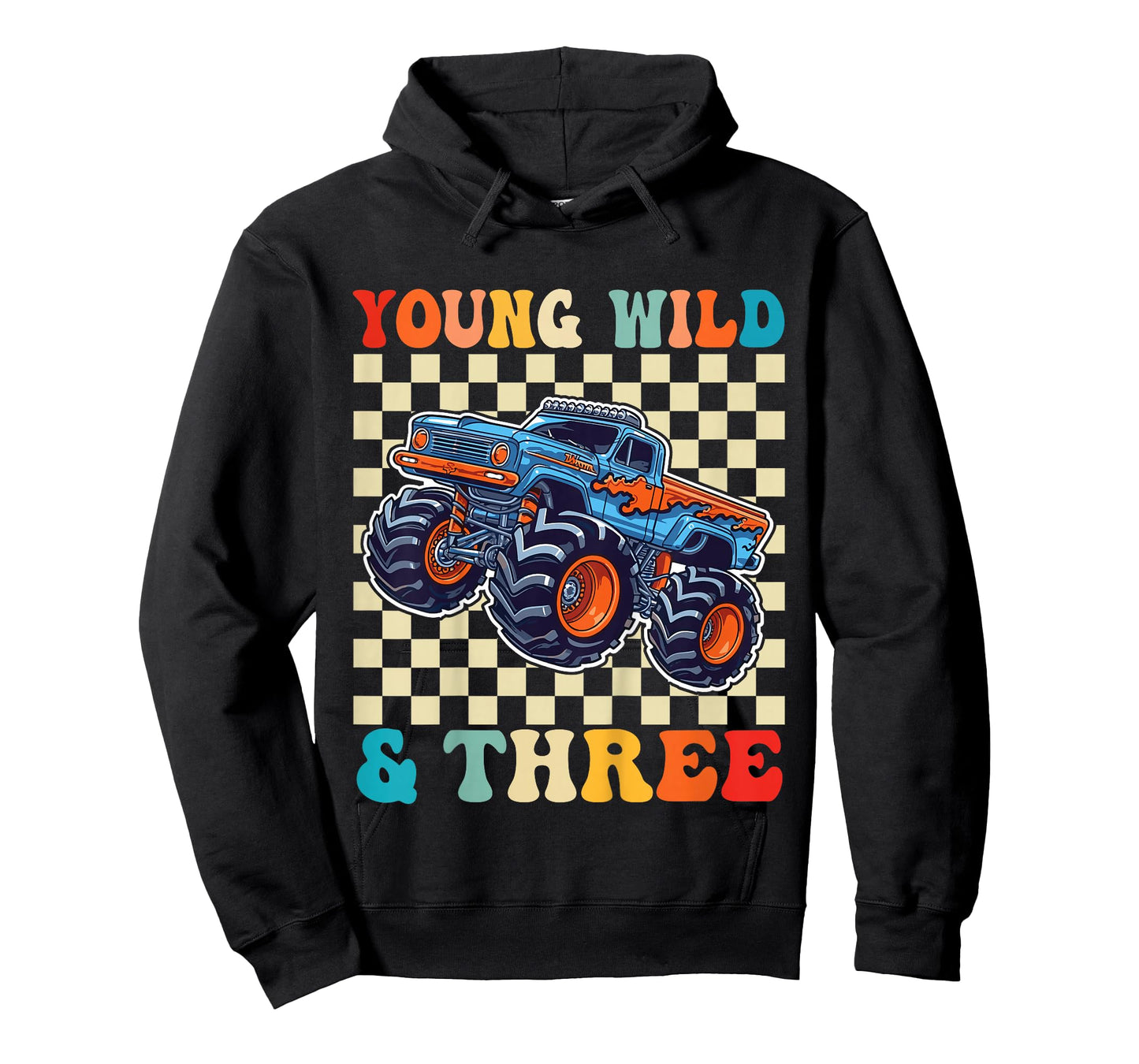 3rd Birthday Monster Truck Young Wild and Three 3 Year Old T-Shirt