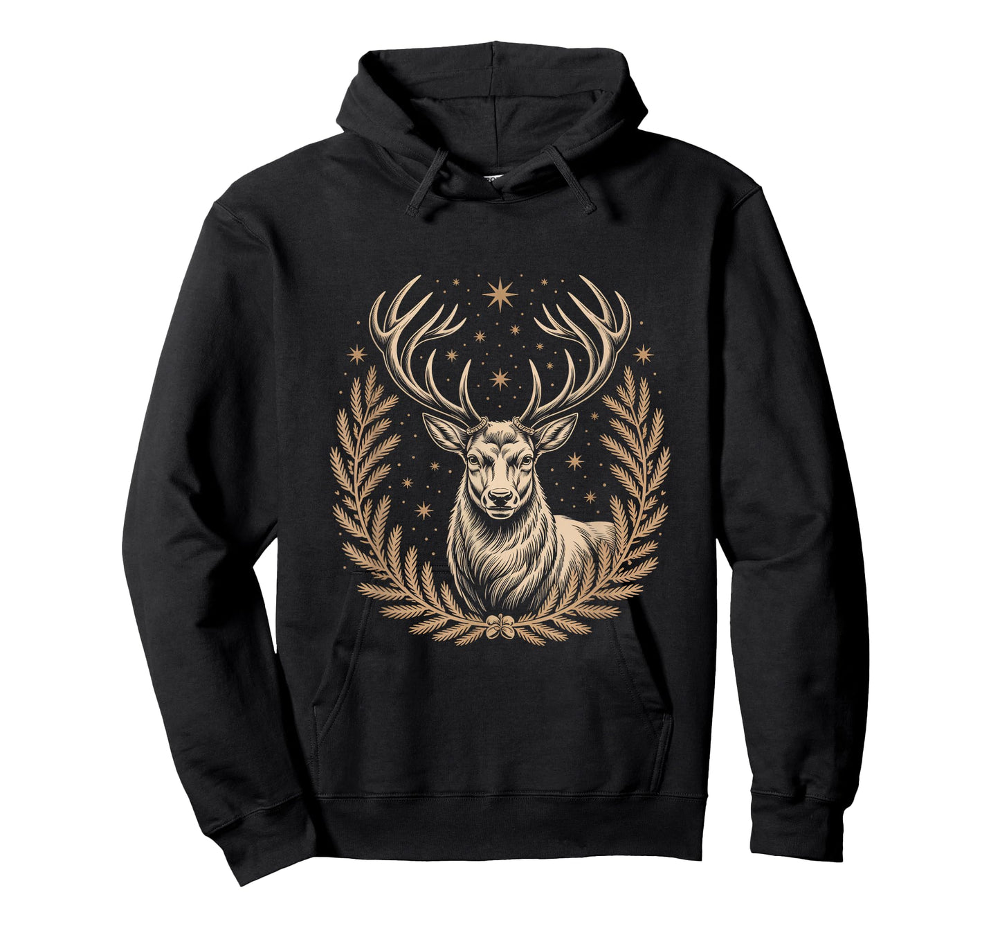Majestic Stag with Antlers Stars Laurel Wreath T-Shirt