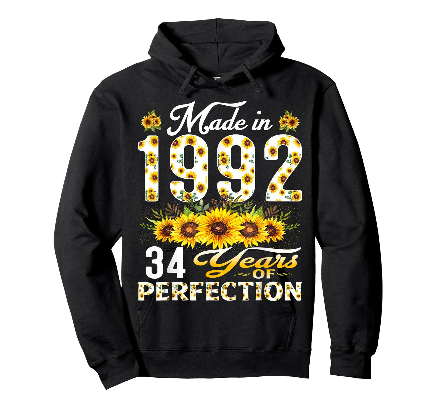 34 Year Old Made in 1992 Sunflower 34th Birthday Women T-Shirt